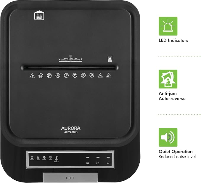 Aurora Commercial Grade 220-Sheet Auto Feed High Security Micro-Cut Paper - Image 6