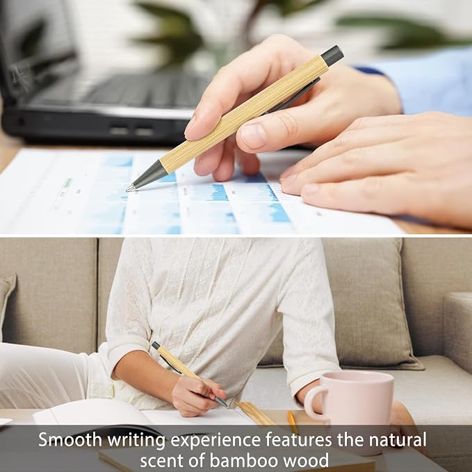 lyforx 100pcs Bamboo Pens Bulk Wooden Bamboo Pens Engraving Wooden Ballpoint - Image 4