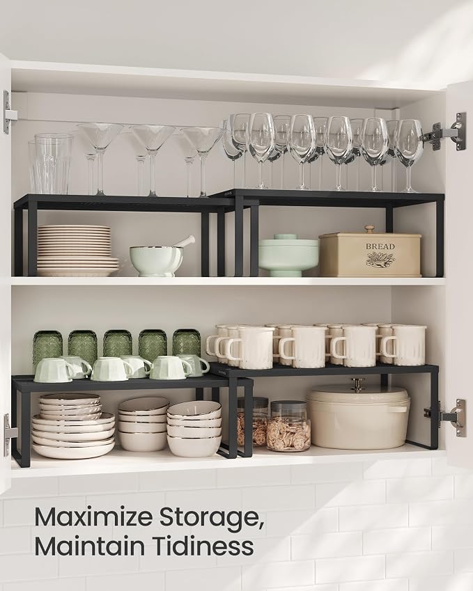 SONGMICS Spice Racks, Countertop Organizers, Shelf Risers, Expandable, Ink - Image 3