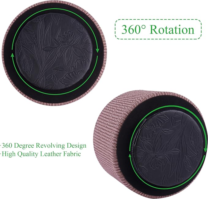 Hennaja Round Leather Art Supply Organizer, Remote Control Holder, 360 Degree - Image 4
