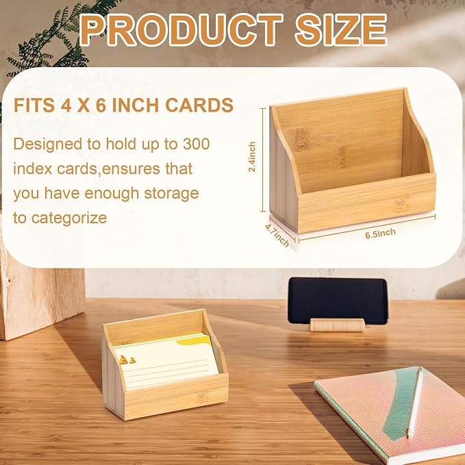 SHIQIKEJIPTY 4x6 Wood Index Card Holder Wooden Index Card Box Cards Display - Image 2