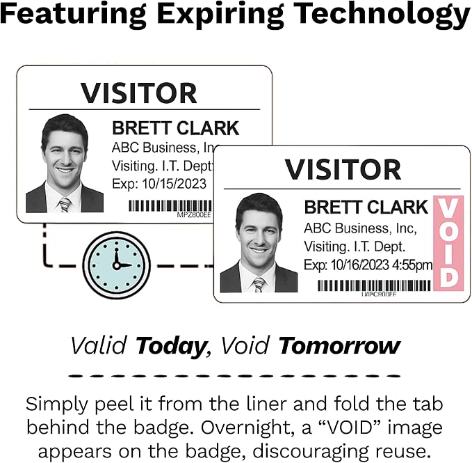 Threshold 4-Inch Tab Expiring Visitor Badges on a Roll | 1 Roll Compatible - Image 2