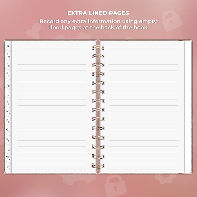 Clever Fox Password Book Spiral – Internet Address & Password Organizer - Image 6