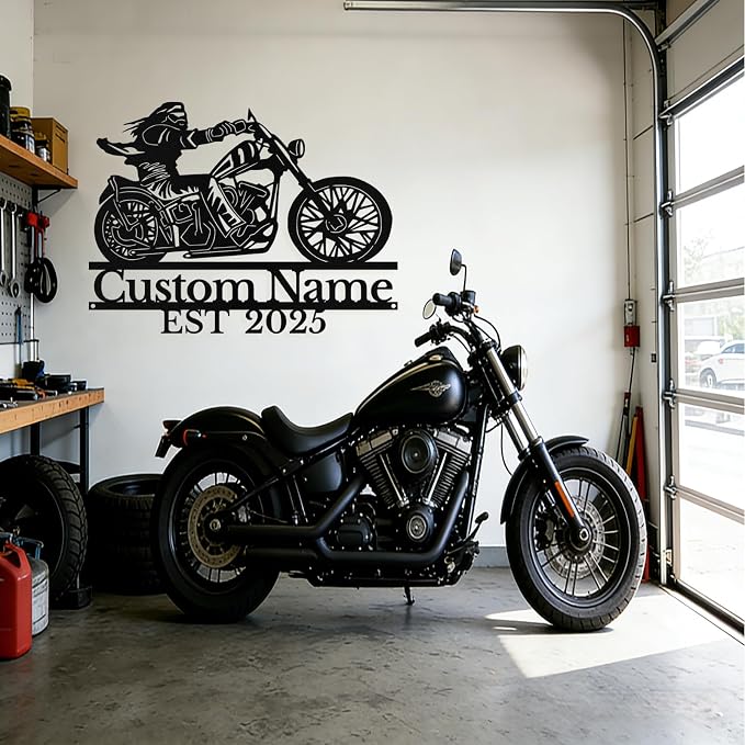 Custom Motorcycle Metal Sign Personalized Biker Name Sign Motorcycle Wall Art - Image 2