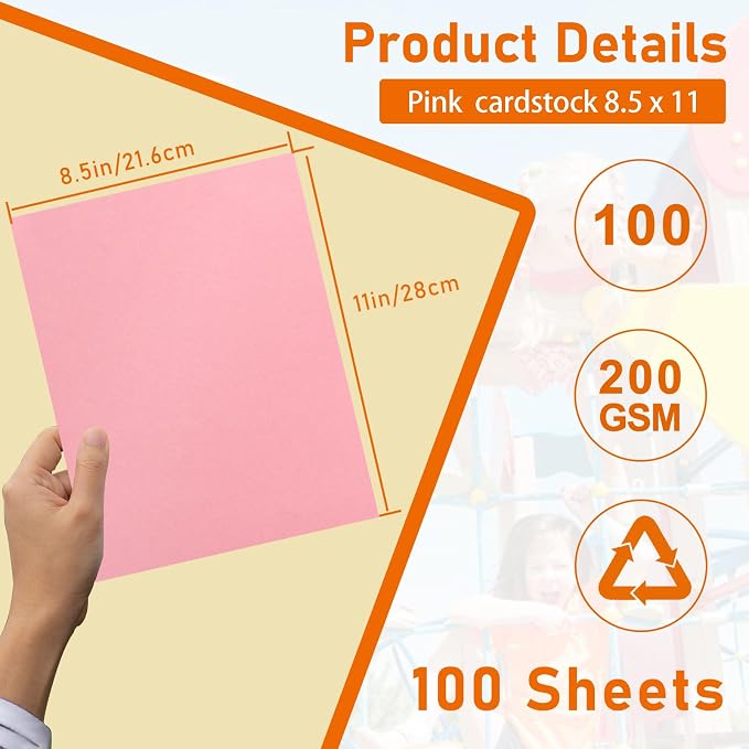 100 Sheets Candy Pink Cardstock 8.5 x 11 Craft Paper, 75lb Premium Certificate - Image 2
