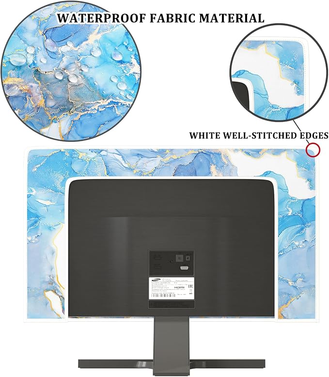Baocicco Baby Blue Gold Marble Waterproof Screen TV Cover 45, 48 Inch Modern - Image 3