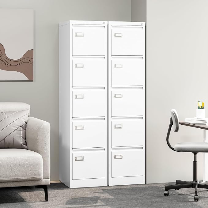 PEUKC 5-Drawer File Cabinet, 16.3" Deep Vertical Metal Filing Cabinet - Image 7