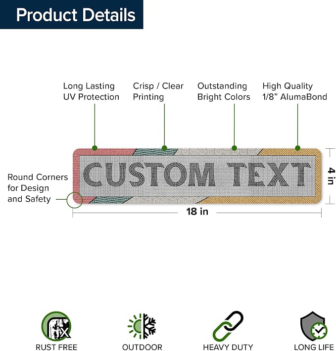 Custom Sign, Custom Street Sign, 11 Font Colors, 13 Font Styles, 4 Hole Options - Image 6