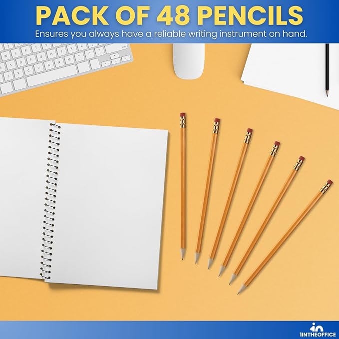 1InTheOffice Lead Pencils, Sharpened Pencils #2 HB, Wood-Cased, 48 Pack - Image 6