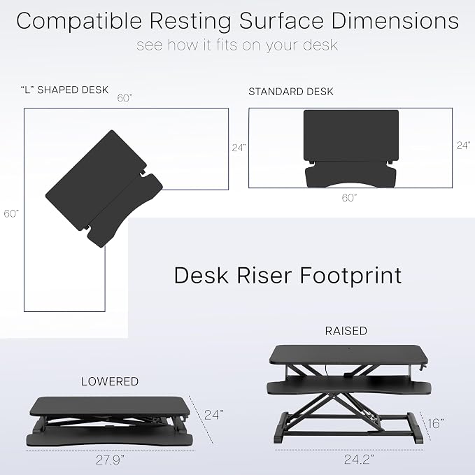VIVO 28 inch Desk Converter, K Series, Height Adjustable Sit to Stand Riser - Image 6