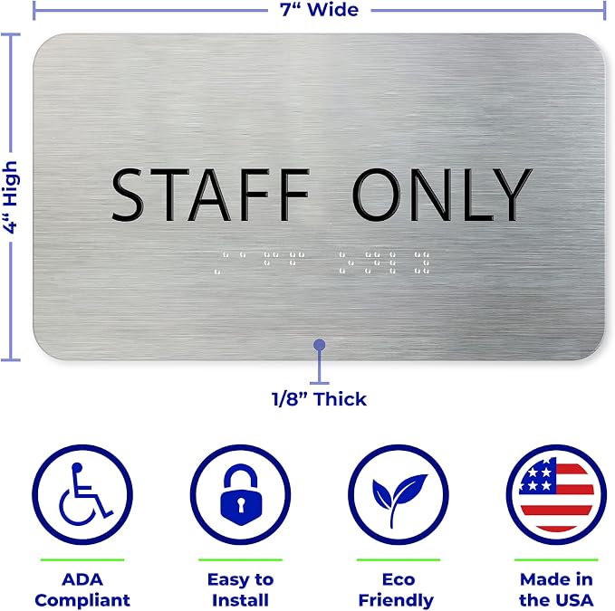 ADASigns Staff Only Sign 7" W x 4" H - Image 3