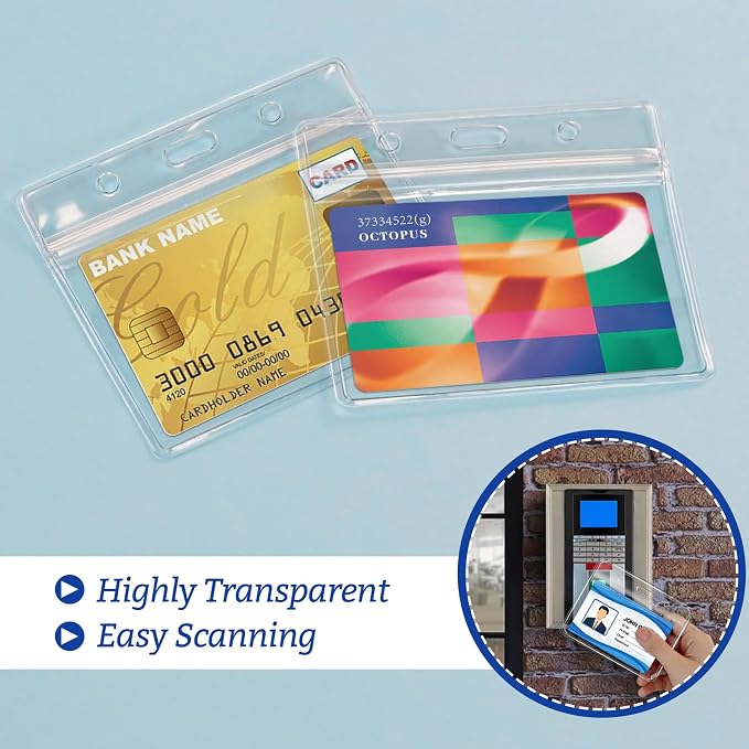 50 Pcs Clear Plastic Horizontal Name Badge ID Card Holders - Image 6