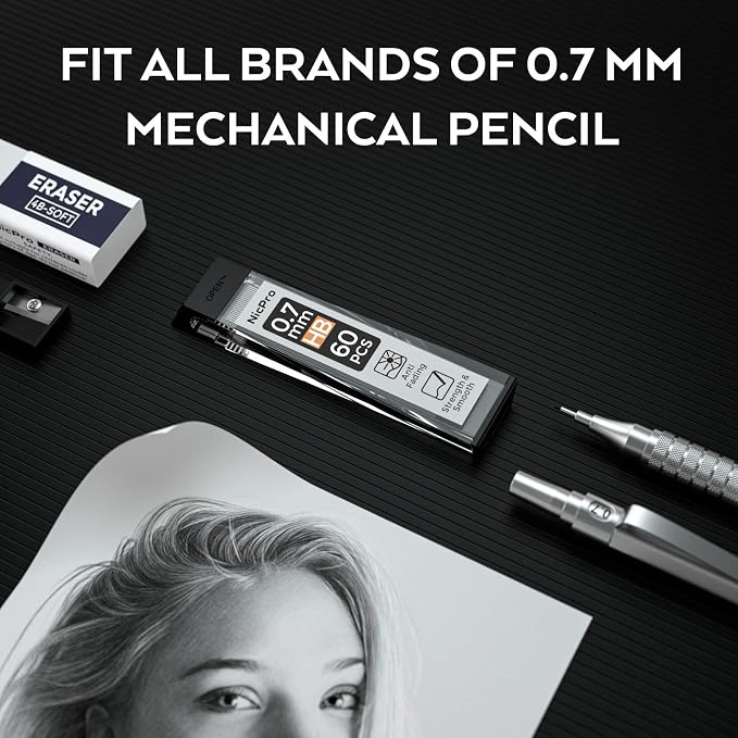 Nicpro 1200 PCS Lead Refills 0.7mm HB #2 Break Resistant Mechanical Pencil - Image 3