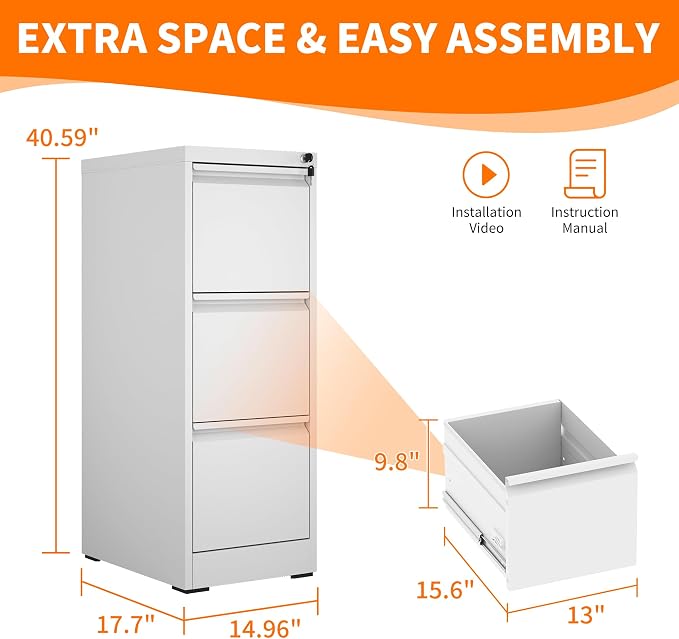 OPTYMIRA 3 Drawer File Cabinet - Image 3