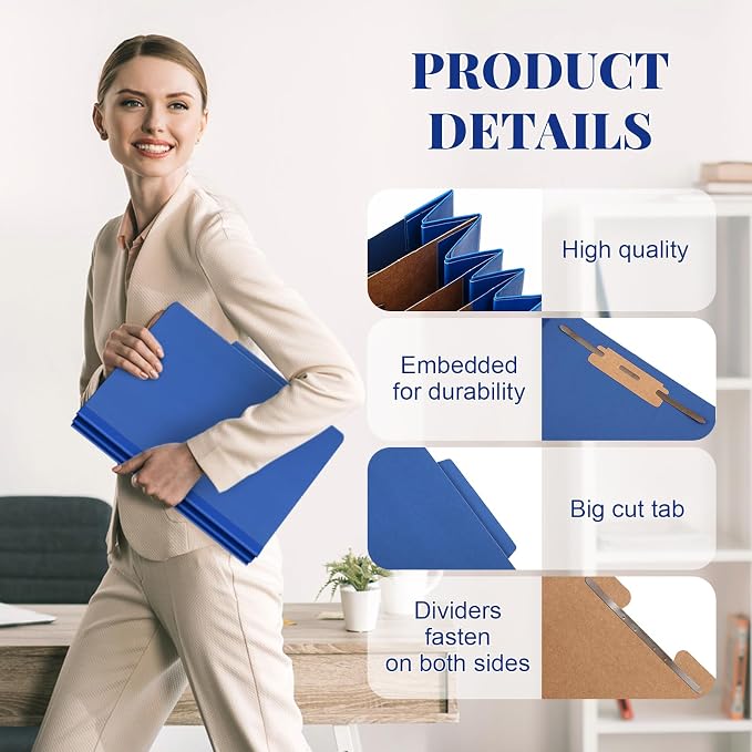 Skyygemm 12 Pcs Classification Folders Letter Size, 3 Divider Pressboard File - Image 3