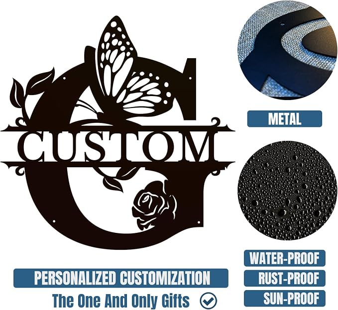 Personalized Custom Letter Name metal Signs, Custom Black Letter Monogram Wall - Image 6