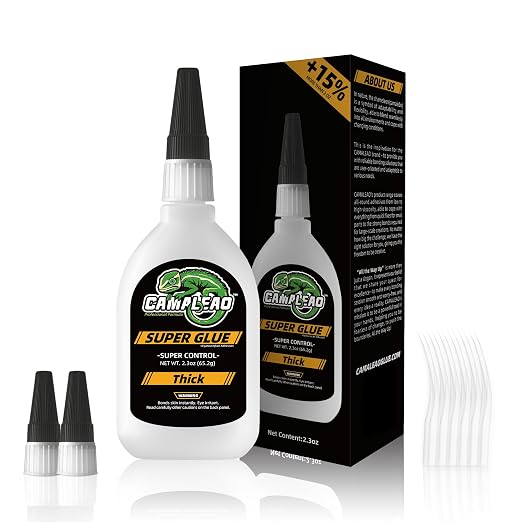 Thick Super CA Glue Kit 2.3 oz, Heavy Duty Clear Superglue Repair Wood Metal by CAMALEAO