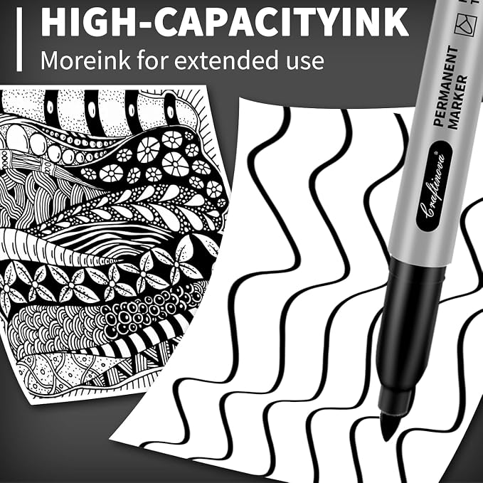 craftinova Black Permanent Markers Bulk Fine Point, Fine Tip Markers Set - Image 8