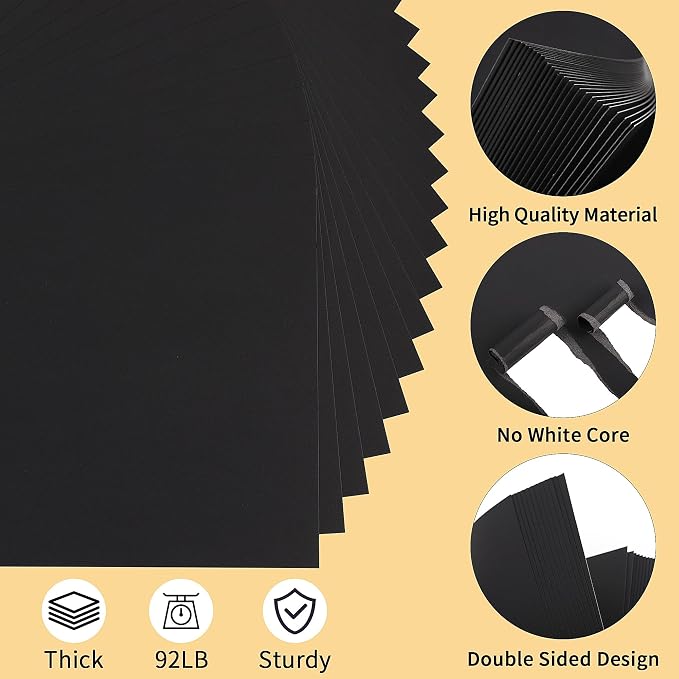 100 Sheets Black Cardstock - Image 3