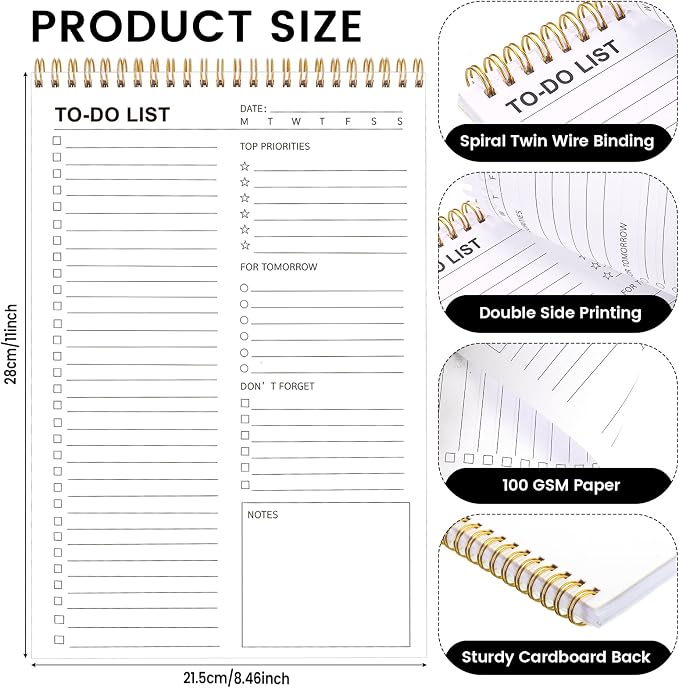 To Do List Notepad, 120 Pages 8.5x11" To Do List Notebook Undated Daily Planner - Image 5