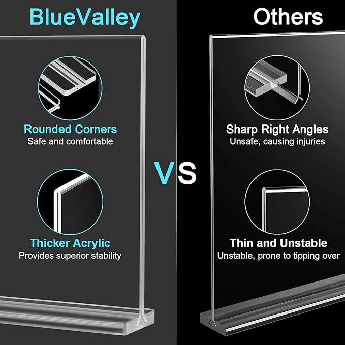 BlueValley 12 Pack Acrylic Sign Holder 8.5 x 11 Inch Horizontal - Image 6
