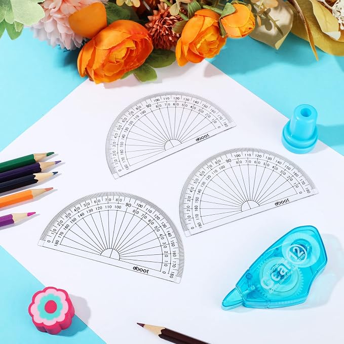 Zonon 100 Pcs 4 Inch Clear Plastic Protractor Bulk Math Protractors Set 180 - Image 5