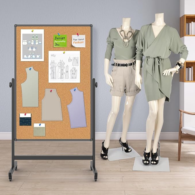 Double-Sided Corkboard Whiteboard, 32 x 48 Inches Dry Erase Board on Wheels - Image 7