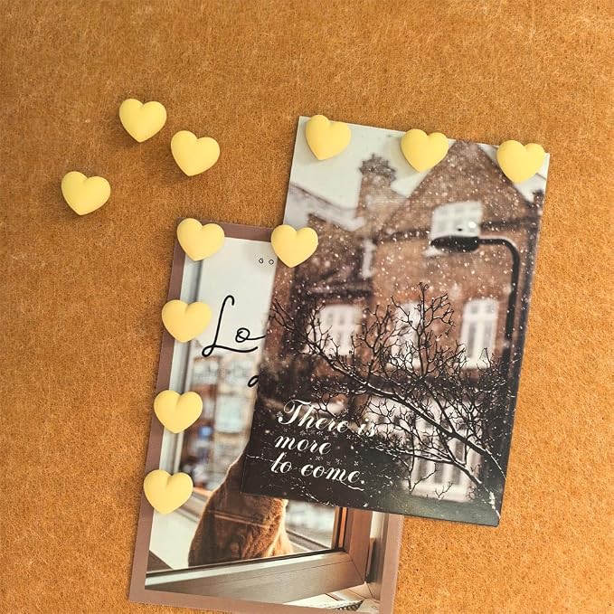 Aoxsie 28pcs Decorative Cute Push Pins Heart Yellow Thumbtacks Thumb Tacks - Image 3
