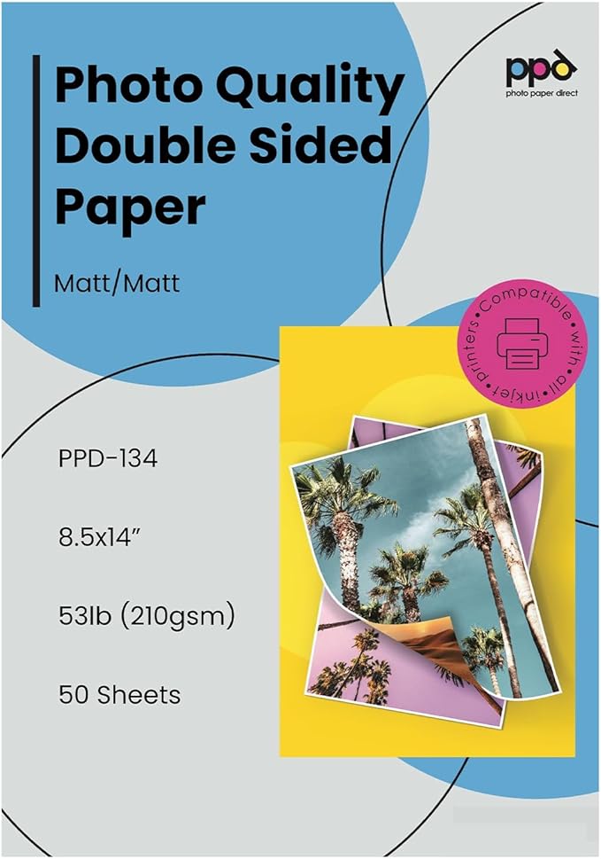 PPD Double Sided Photo Paper, Matte Brochure Paper 8.5 x 14 by PhotoPaperDirect