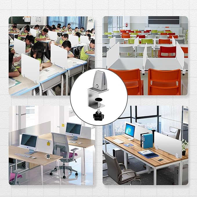 6-Pack Desk Shield Clamp for 2 to 20mm Thick Panel, Adjustable Desk Divider - Image 7
