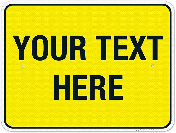 Personalized Custom Yellow Background Customize by SigoSigns