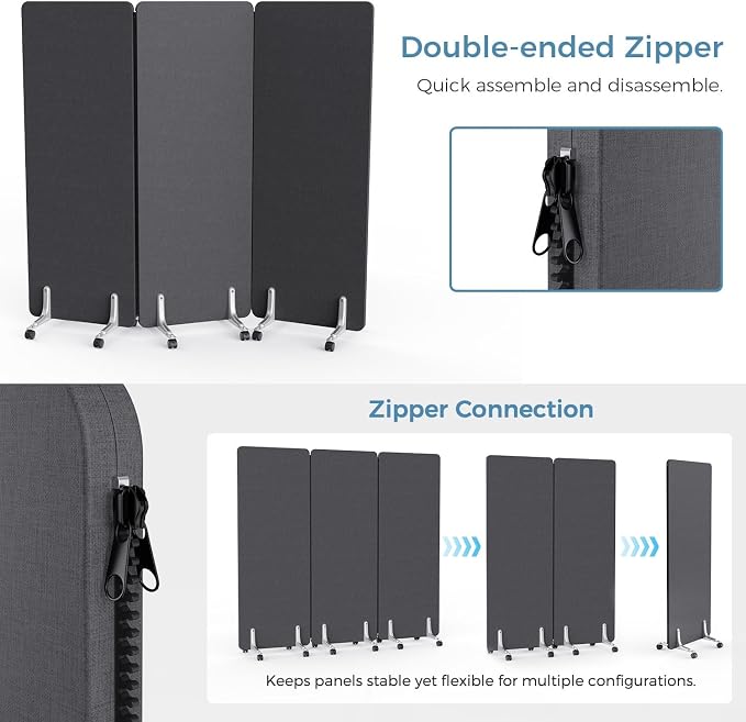 MORDEER 70.8" W x 63" H Freestanding Partition Room Dividers, Acoustic Panels - Image 7
