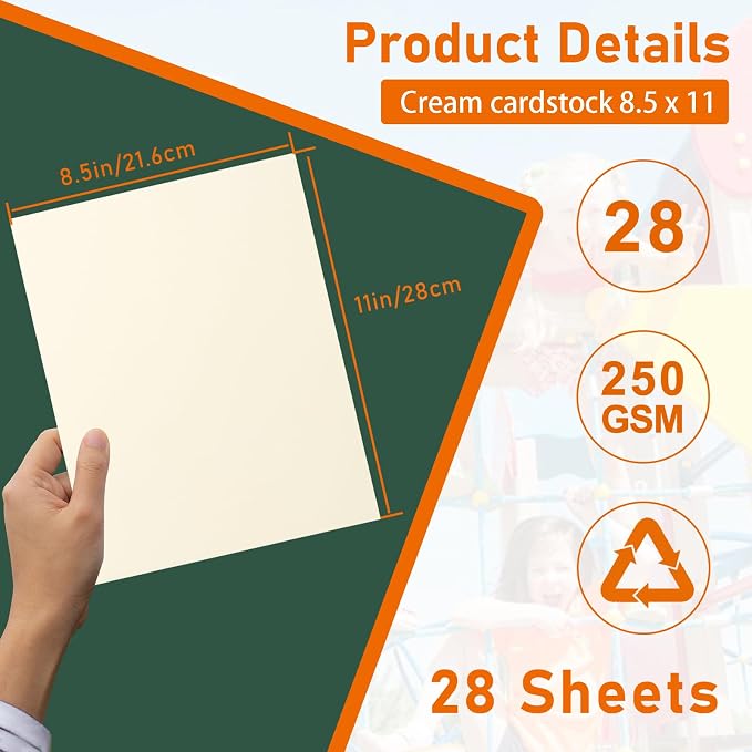 28 Sheets Cream Cardstock 8.5 x 11 Ivory Paper, 250gsm/92lb Premium Off White - Image 2