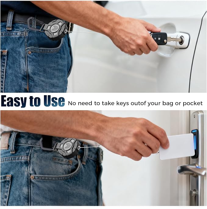 2-Pack Retractable Keychain, Heavy Duty Carabiner Badge Holder, Tactical ID - Image 7