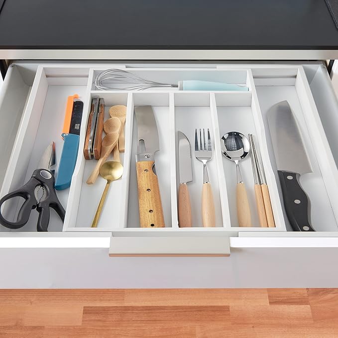 oridom 2-Piece Expandable Bamboo Kitchen Drawer Organizer - Image 4