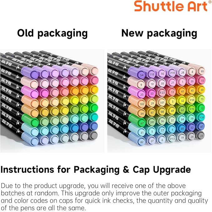 Shuttle Art Pastel Brush Pens, 56 Pastel Colouring Pens, Dual Tip Brush Markers - Image 8