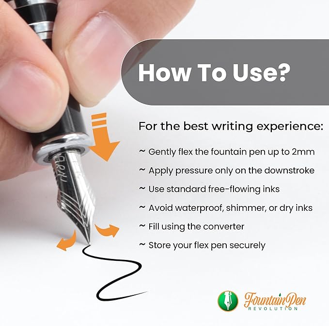 FPR Ambassador Ultra Flex Nib Fountain Pen Set, Chiseled Chrome - Image 6