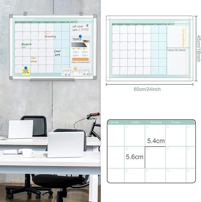 MAKELLO Dry Erase Calendar for Wall 24" x 18", Kitchen and Bedroom - Image 2