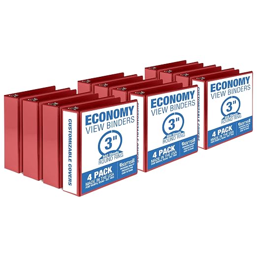 Samsill 3 Inch 3 Ring Binders, Made in USA, Economy Round Ring, 550 Sheet by Samsill