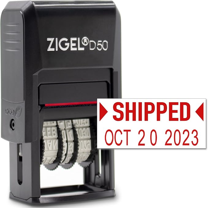 ZIGEL D50 Date Stamp with Shipped by ZIGEL