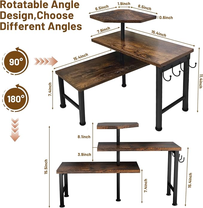 Uniqcovosa Kitchen Countertop Organizer, 3 Tier Moveable Corner Shelf Kitchen - Image 4