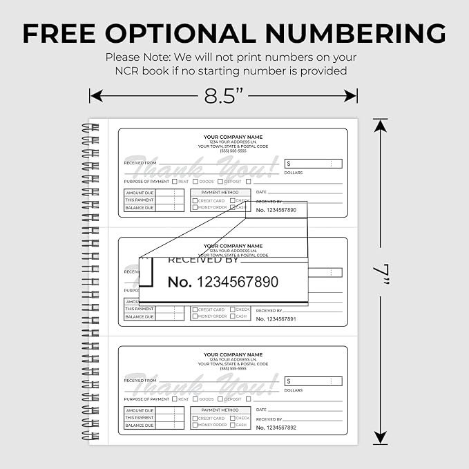 Custom 8.5" x 7" Carbonless NCR Books in 3-Part Triplicate Invoices, Work Orders - Image 5