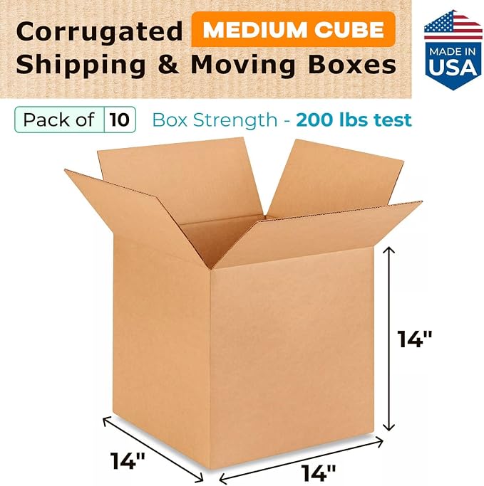 Medium Cube Moving & Shipping Boxes 14x14x14 inches - Image 2