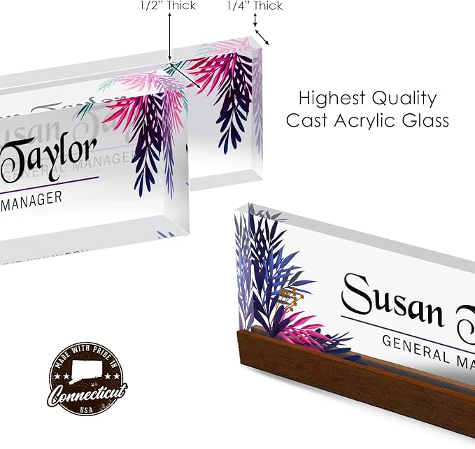 Artblox Personalized Office Desk Name Plate and Business Card Holder | Clear - Image 7