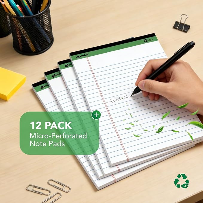 KAISA White Legal Pads Writing Pads Recycled Paper 5"x8" Narrow Ruled Lined - Image 5