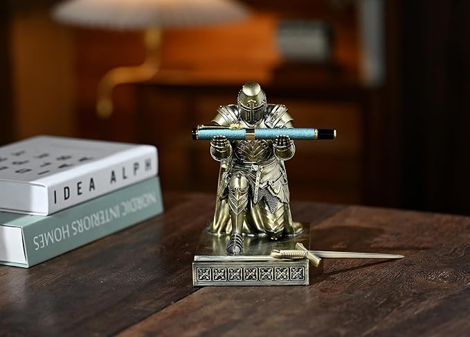 NCQIXIAO Medieval Templar Vanguard Officer Knight Pen Holder Pen Stand Desk - Image 6