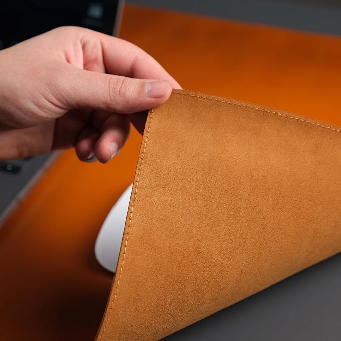 TORONATA Jersey Genuine Calfskin Leather Desk Pad, Office Desk Mat - Image 4