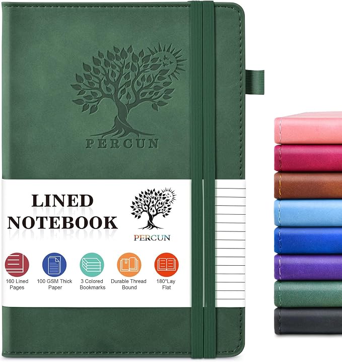 PERCUN Lined Journal Notebook for Men & Women, 160 Pages College Ruled Journal by PERCUN