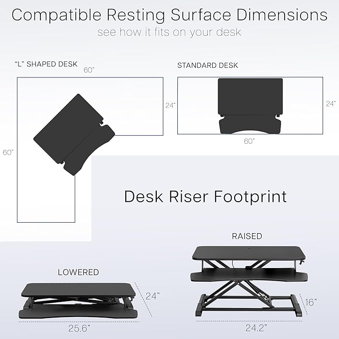 VIVO 26 inch Desk Converter, K Series, Height Adjustable Sit to Stand Riser - Image 6