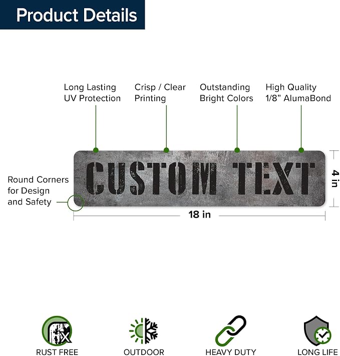 Custom Sign, Custom Street Sign, 11 Font Colors, 13 Font Styles, 4 Hole Options - Image 6